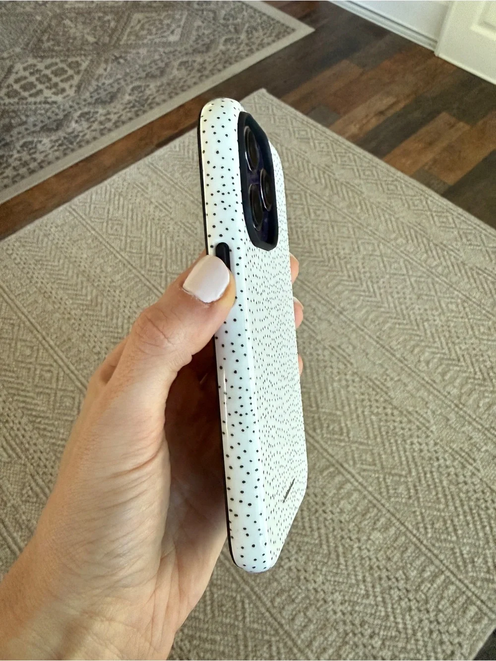Micro Polka Dot Protective iPhone 14 Pro Case with Minimal Design (Gloss Finish)